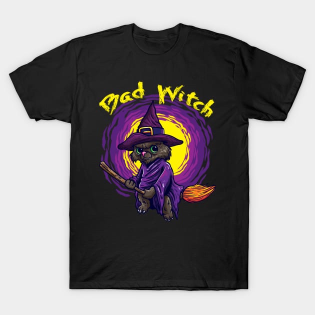 Bad Witch  Cat for a Witch riding a broom T-Shirt by alpmedia